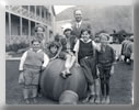 Our Gang behind the Hal Roach Studios administration building.